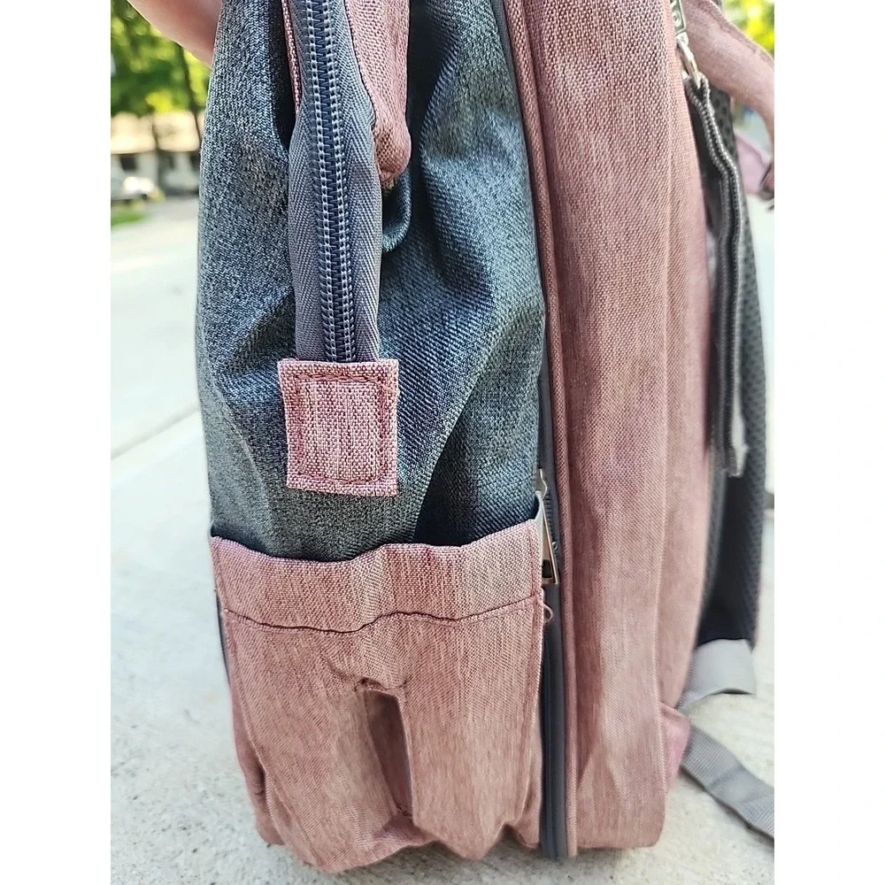 NEW DERJUNSTAR‎ Red Diaper bag Backpack with Portable Bassinet